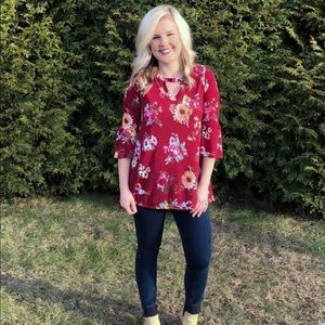 Burgundy floral Boutique Top